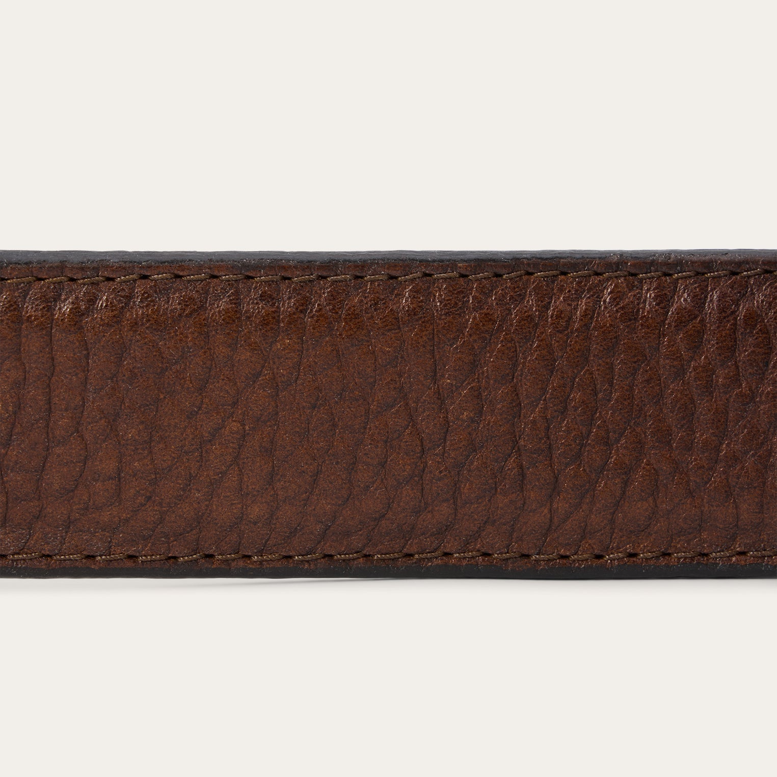 Bison Leather Tooled Tab Belt Hazelnut Bison
