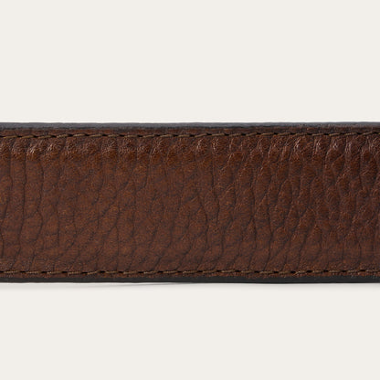 Bison Leather Tooled Tab Belt Hazelnut Bison