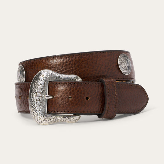 Bison Leather Concho Belt Hazelnut Bison