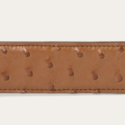 Ostrich Western Tab Belt Antique Cognac