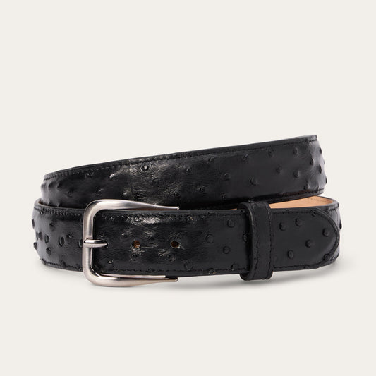Ostrich Western Tab Belt - 1 1/4" Width Black Classic