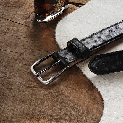 Ostrich Western Tab Belt - 1 1/4" Width Black Classic