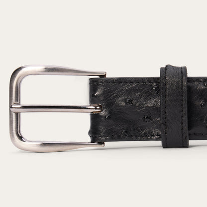 Ostrich Western Tab Belt - 1 1/4" Width Black Classic