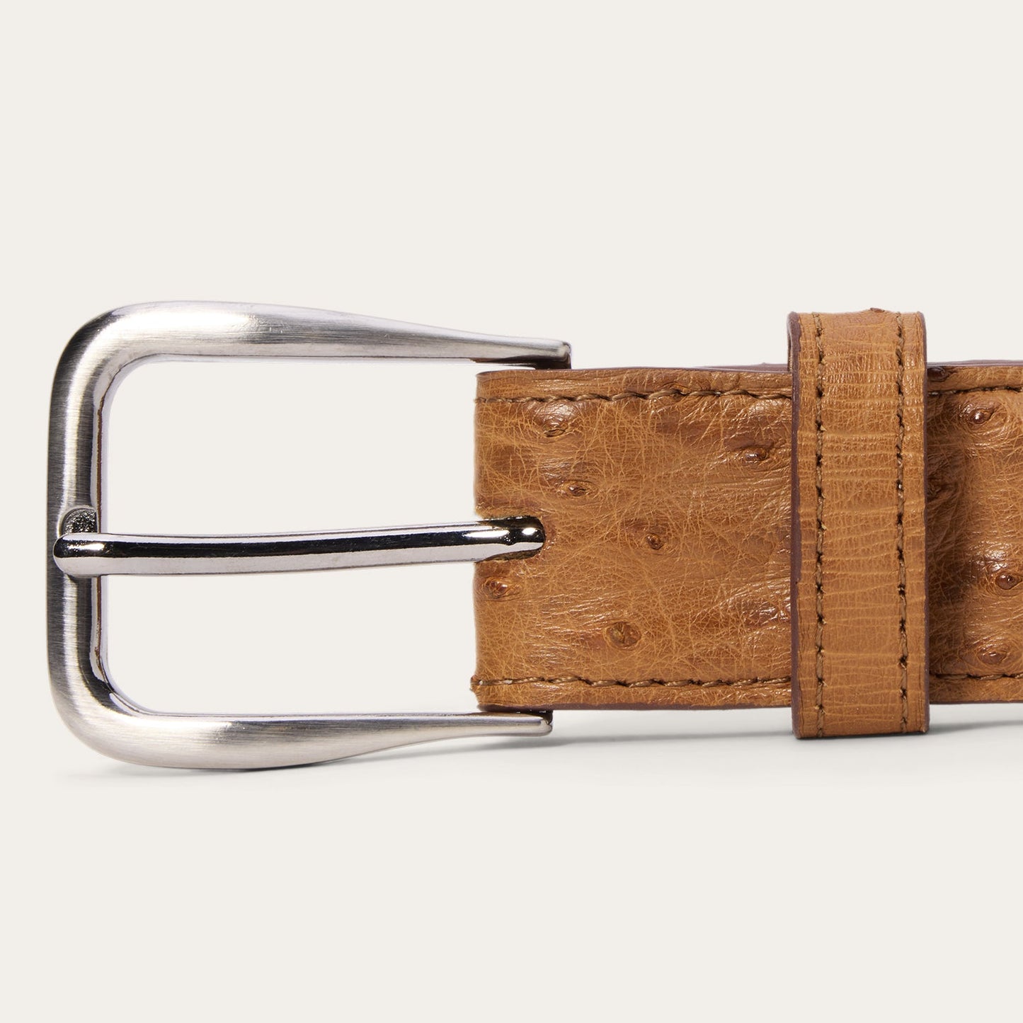 Ostrich Western Tab Belt - 1 1/4" Width Antique Cognac