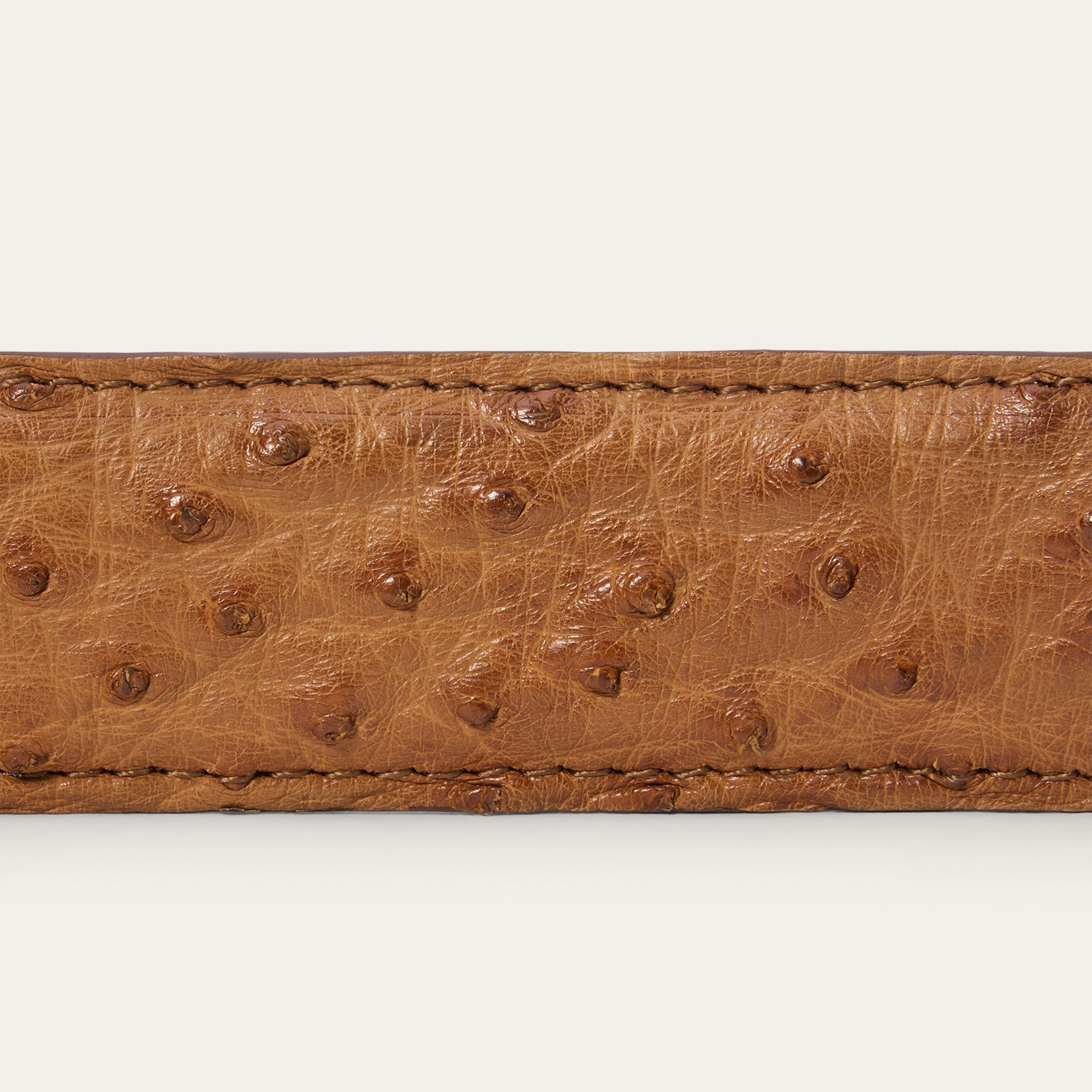 Ostrich Western Tab Belt - 1 1/4" Width Antique Cognac