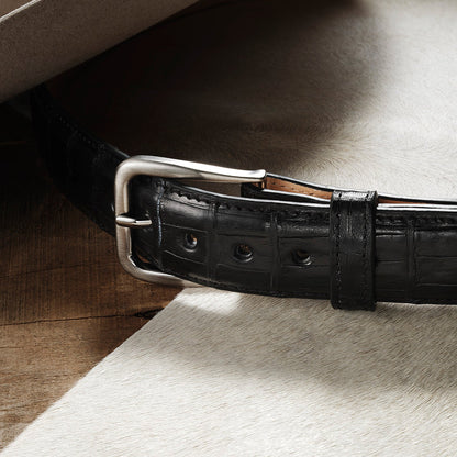 Caiman Western Tab Belt - 1 1/4" Width Black Classic