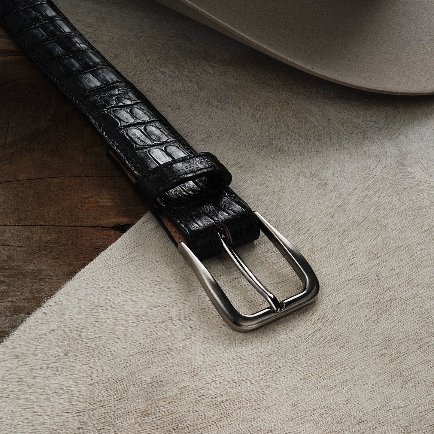Caiman Western Tab Belt - 1 1/4" Width Black Classic