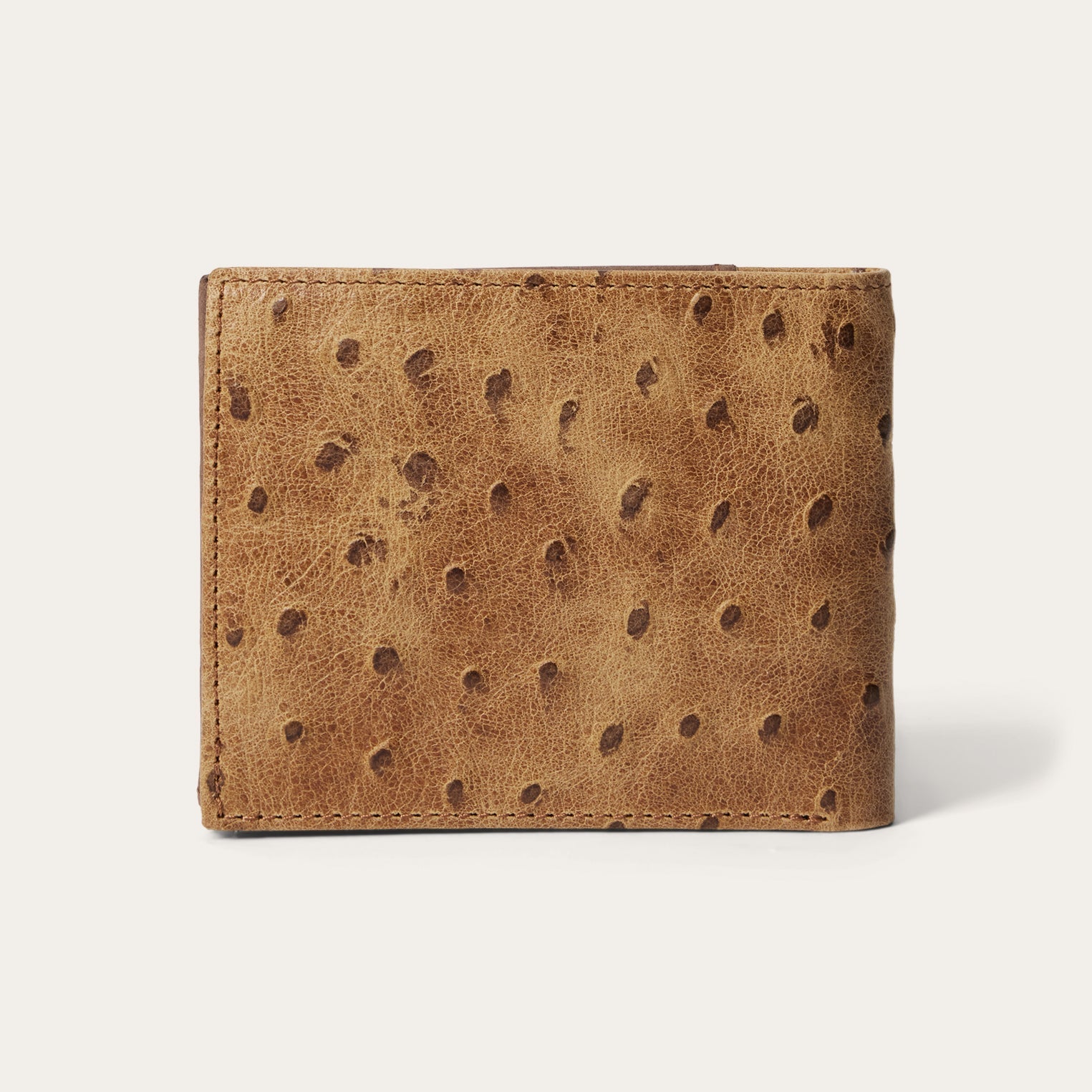 Tooled Embossed Ostrich Bi-Fold Wallet Brown / California Nut