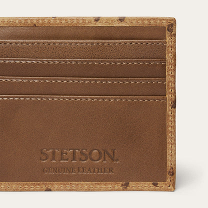 Tooled Embossed Ostrich Bi-Fold Wallet Brown / California Nut