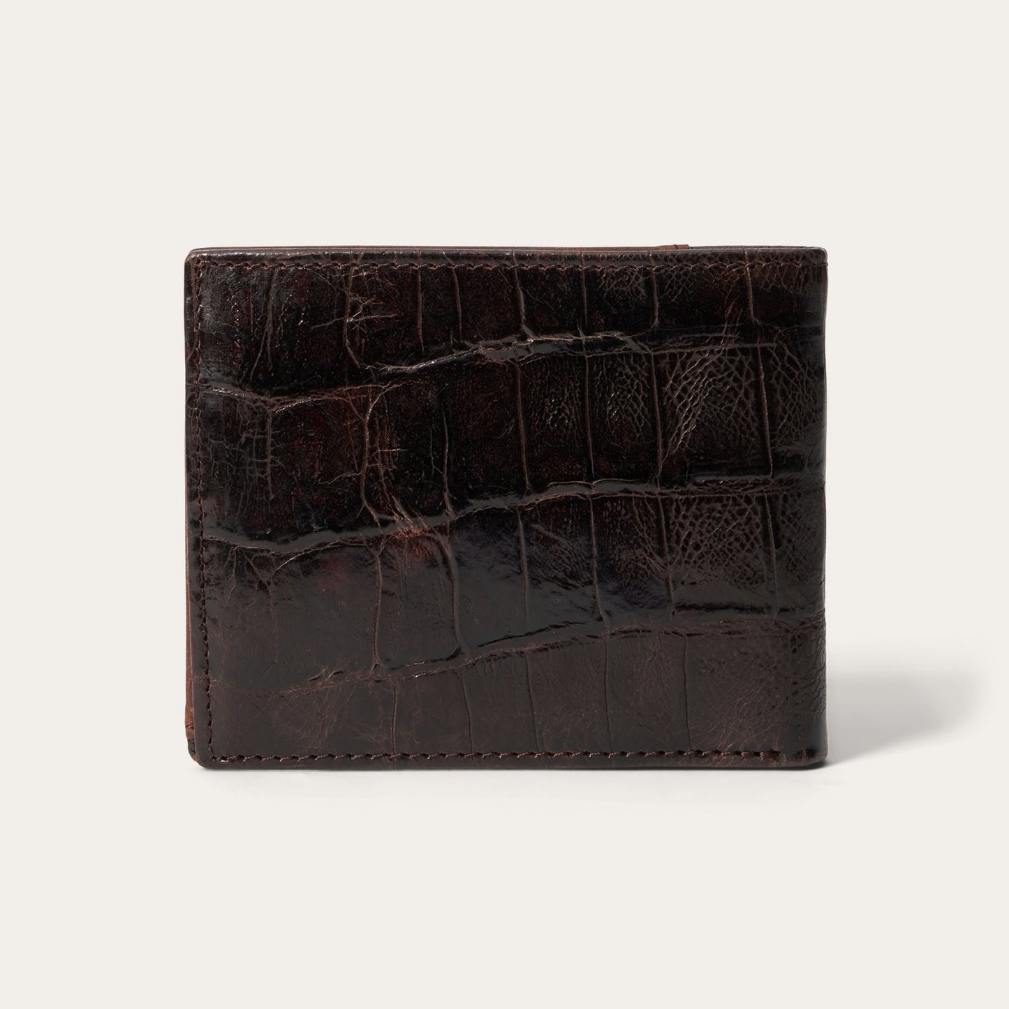 Tooled Embossed Croco Bi-Fold Wallet Brown