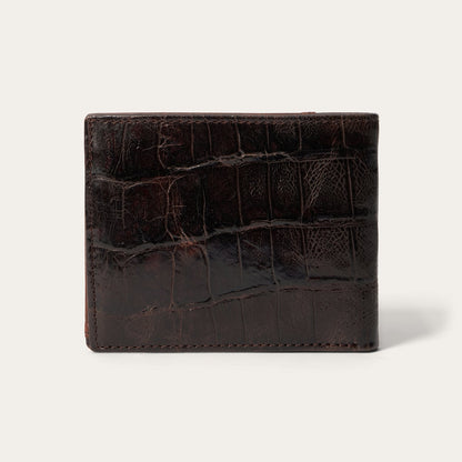 Tooled Embossed Croco Bi-Fold Wallet Brown
