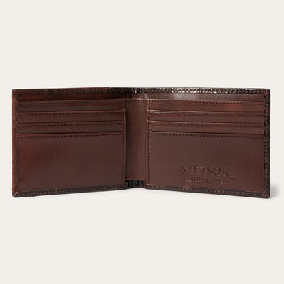 Tooled Embossed Croco Bi-Fold Wallet Brown