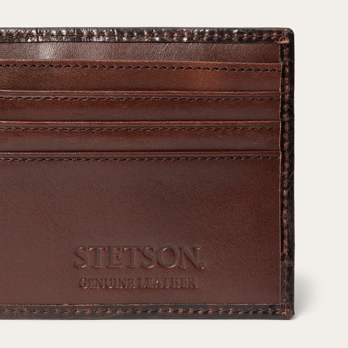 Tooled Embossed Croco Bi-Fold Wallet Brown
