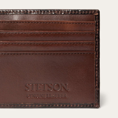 Tooled Embossed Croco Bi-Fold Wallet Brown