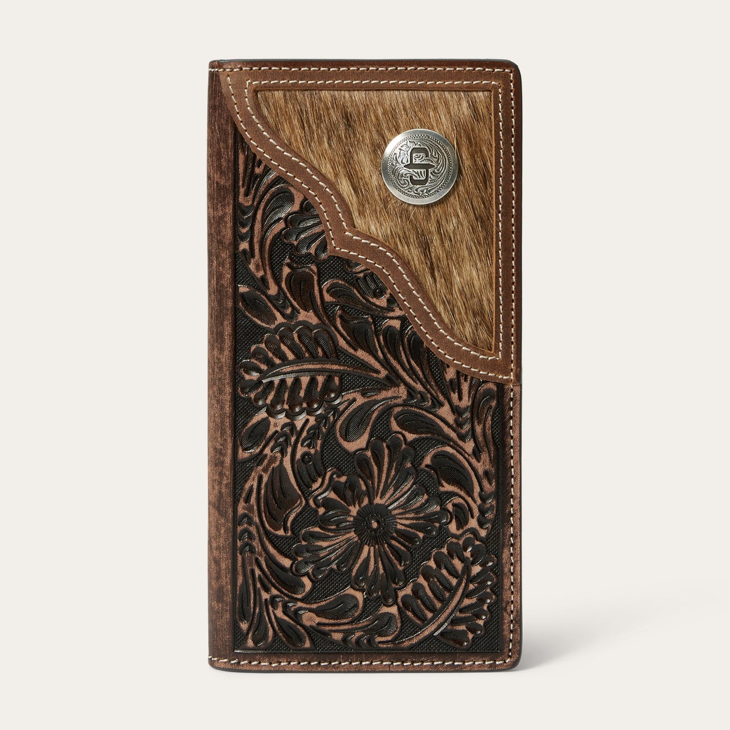 Hair-On-Hide Concho Checkbook Vintage Brown