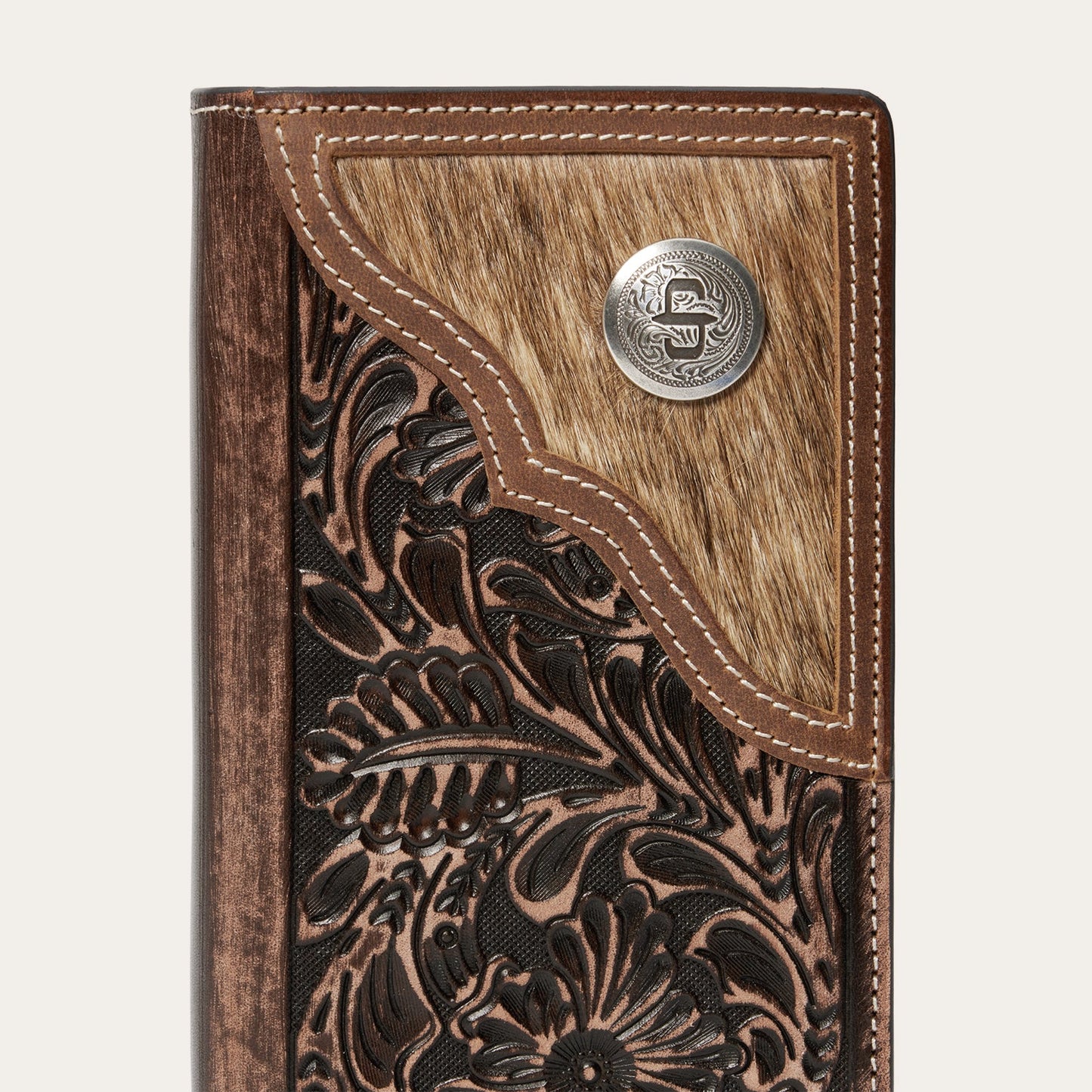 Hair-On-Hide Concho Checkbook Vintage Brown