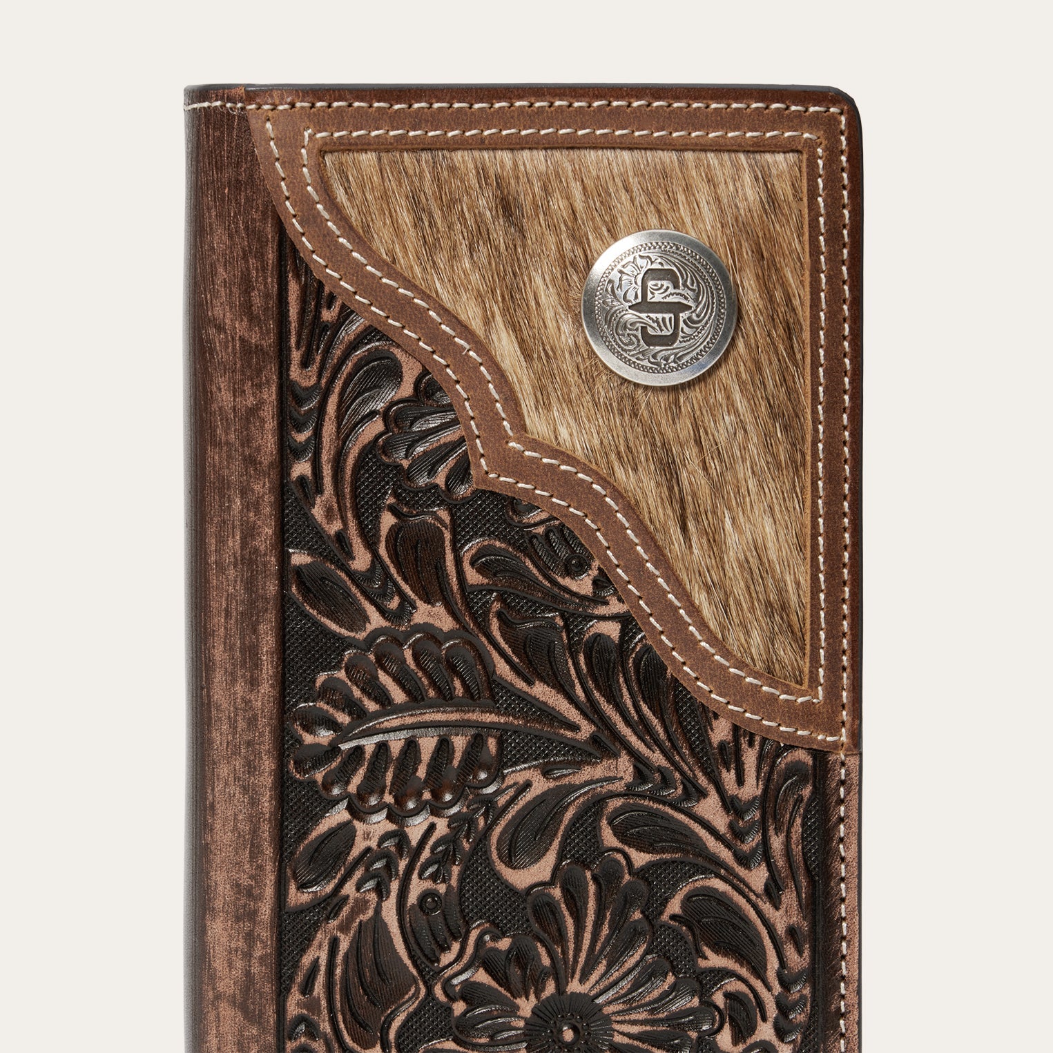 Hair-On-Hide Concho Checkbook Vintage Brown