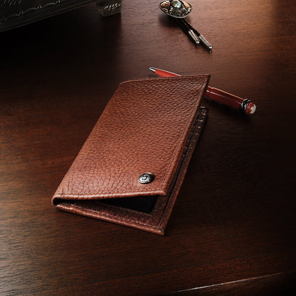 Bison Leather Stetson Rivet Checkbook Wallet Hazelnut Bison