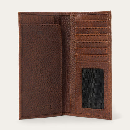 Bison Leather Stetson Rivet Checkbook Wallet Hazelnut Bison