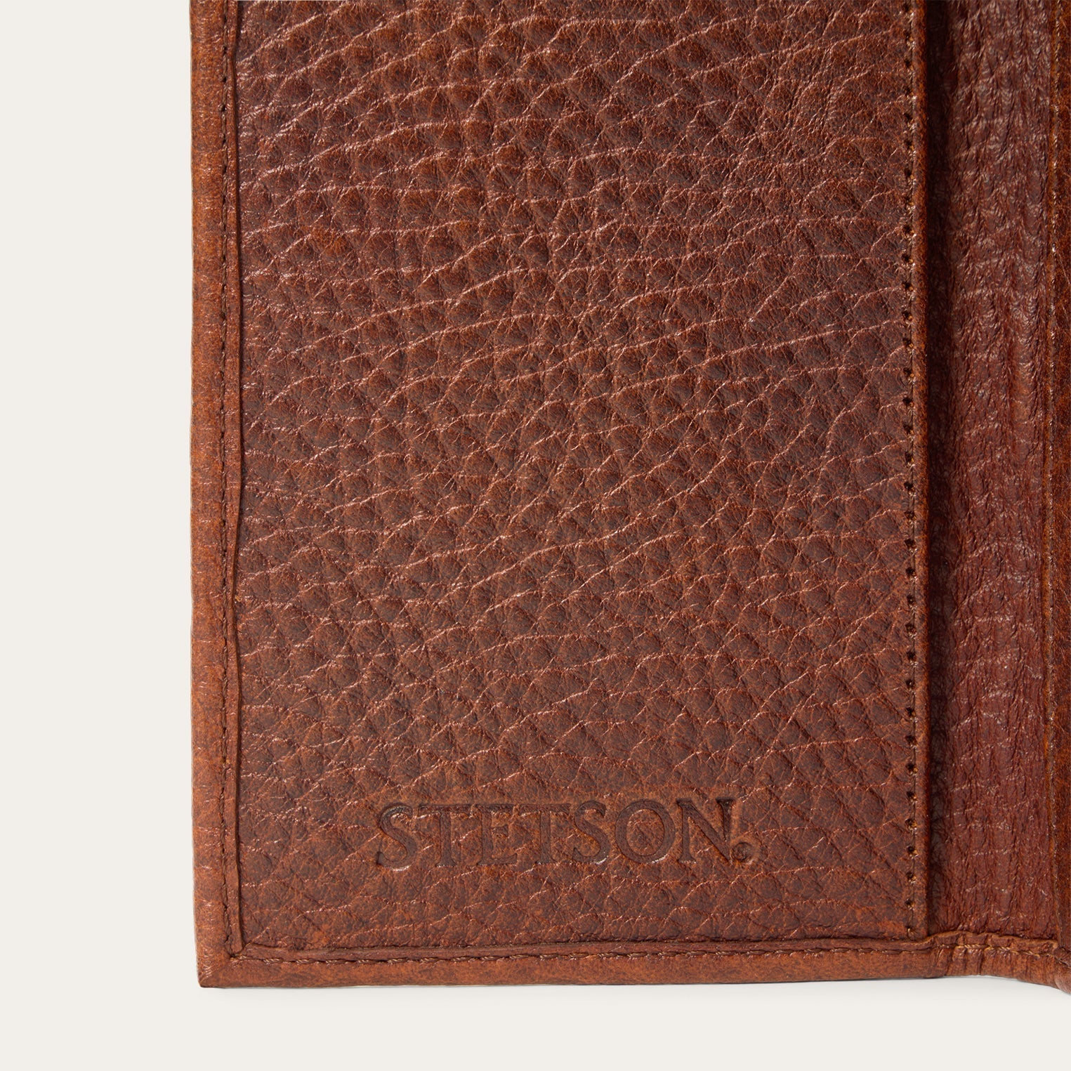 Bison Leather Stetson Rivet Checkbook Wallet Hazelnut Bison