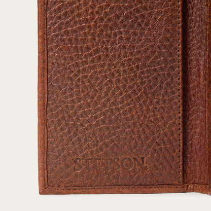 Bison Leather Stetson Rivet Checkbook Wallet Hazelnut Bison