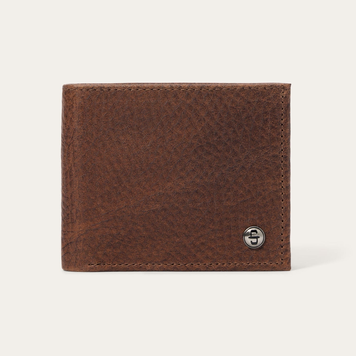 Bison Leather Stetson Rivet Bi-Fold Wallet Hazelnut Bison