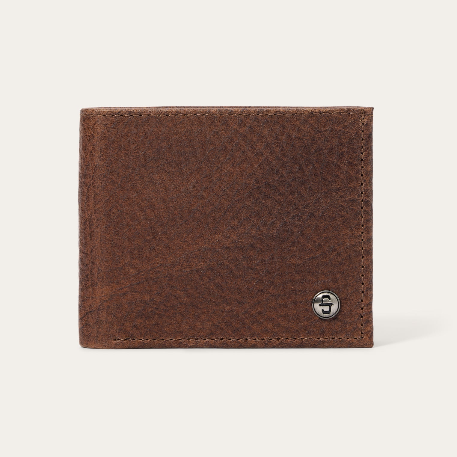 Bison Leather Stetson Rivet Bi-Fold Wallet Hazelnut Bison