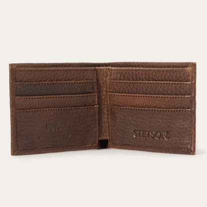 Bison Leather Stetson Rivet Bi-Fold Wallet Hazelnut Bison