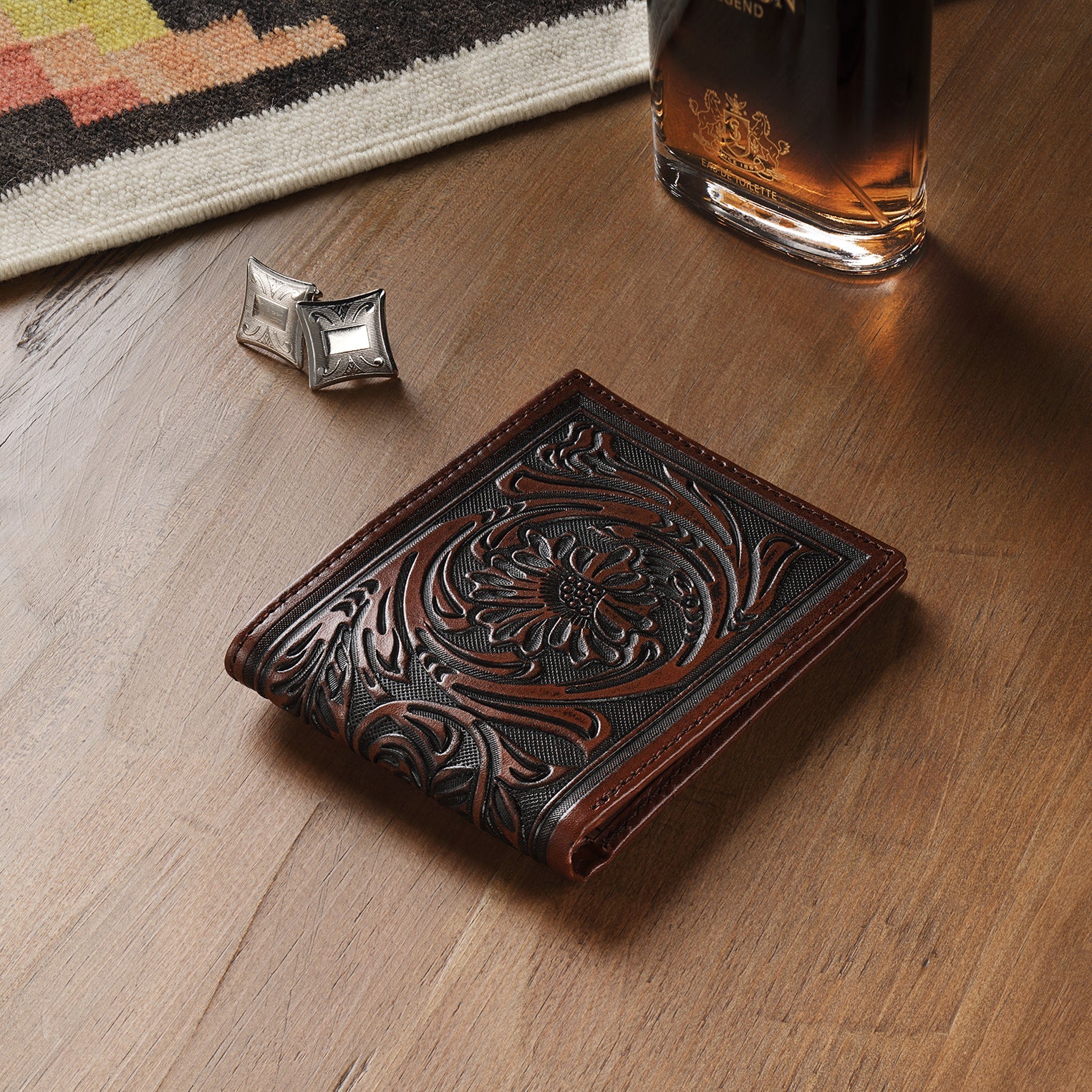 Tooled Bi-Fold Wallet Brown