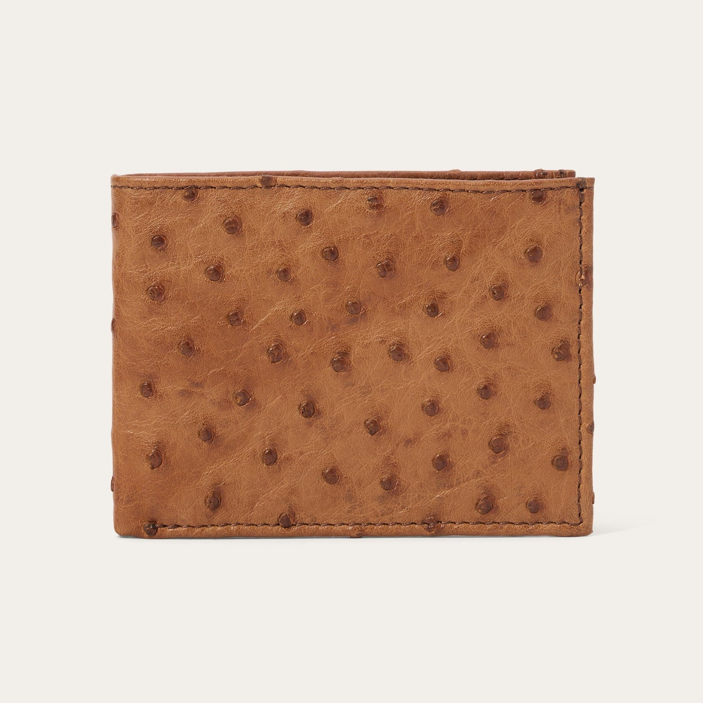 Ostrich Bi-Fold Wallet Antique Cognac