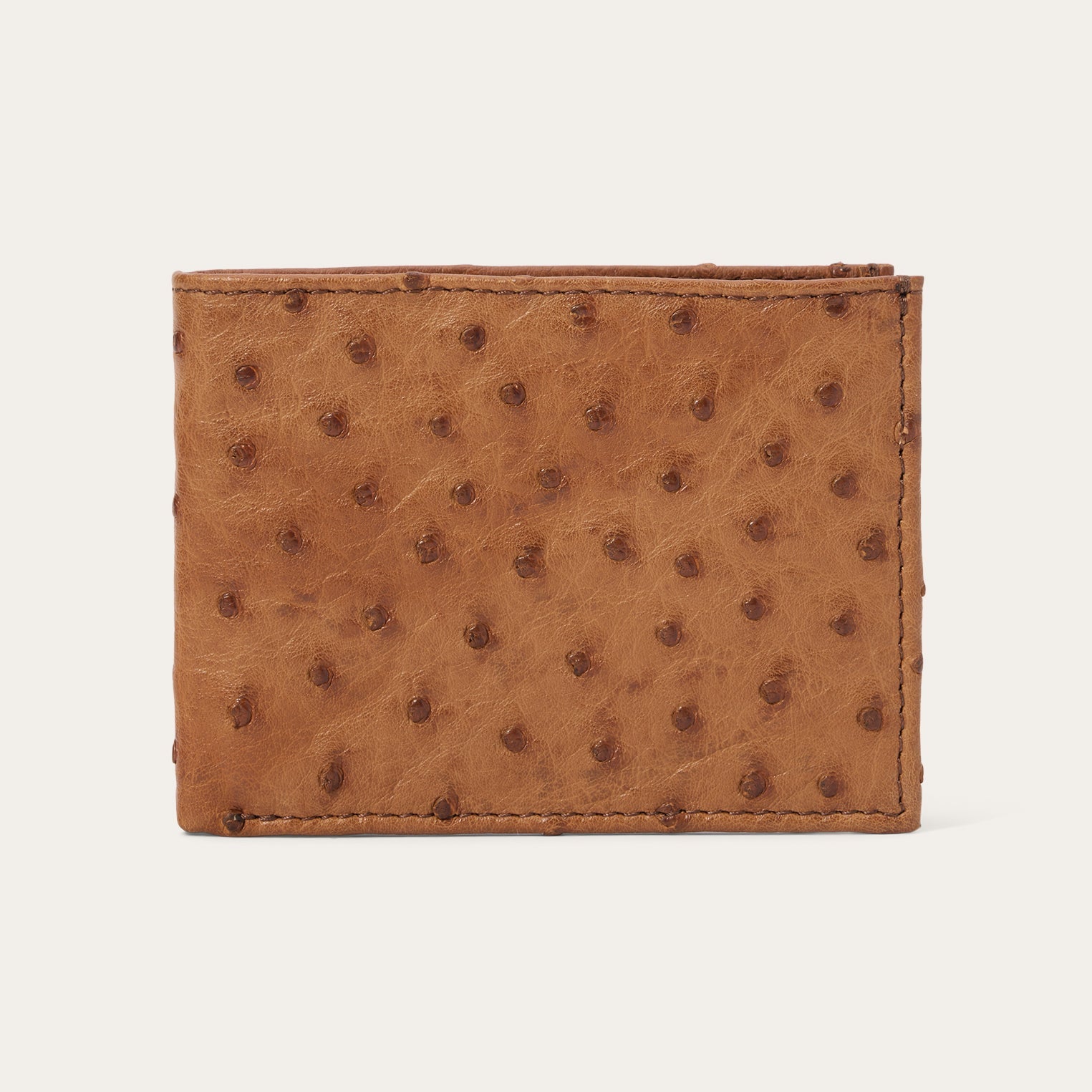 Ostrich Bi-Fold Wallet Antique Cognac