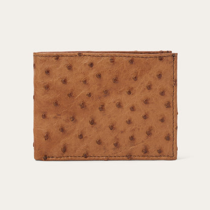 Ostrich Bi-Fold Wallet Antique Cognac
