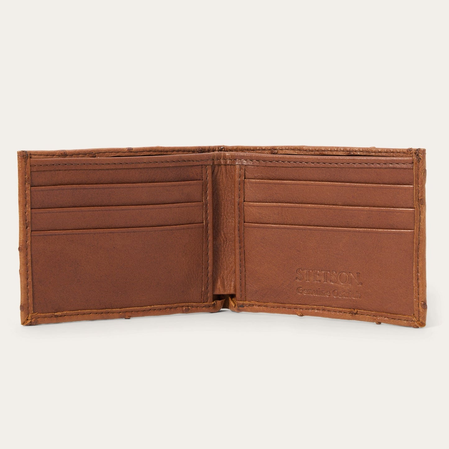 Ostrich Bi-Fold Wallet Antique Cognac