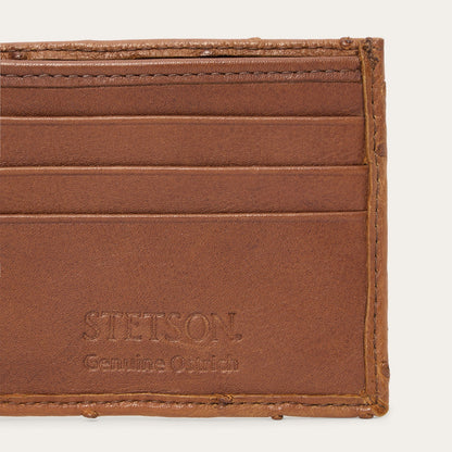 Ostrich Bi-Fold Wallet Antique Cognac