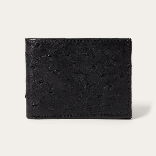 Ostrich Bi-Fold Wallet Black Classic