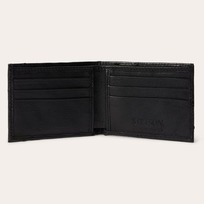 Ostrich Bi-Fold Wallet Black Classic