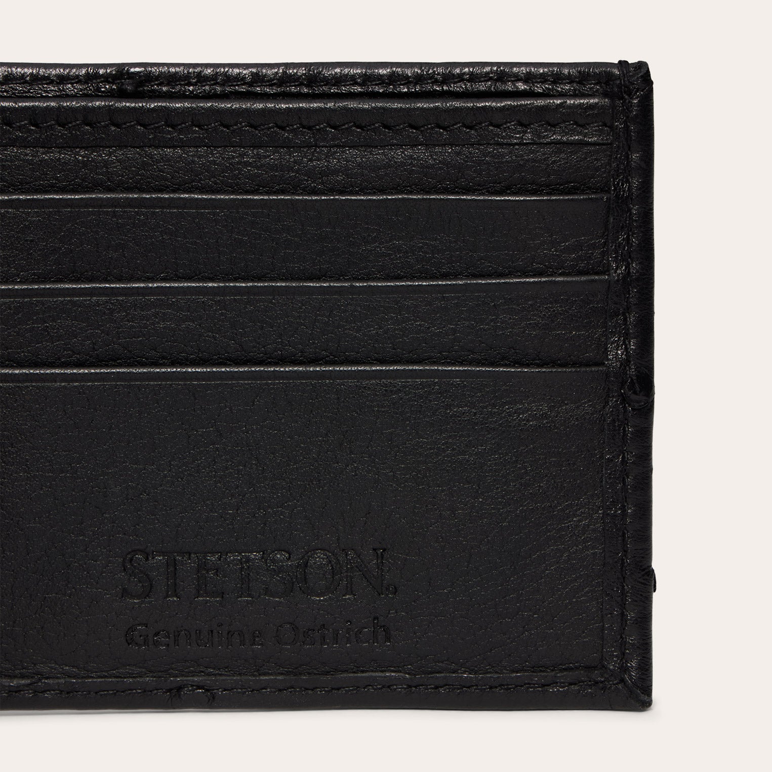 Ostrich Bi-Fold Wallet Black Classic