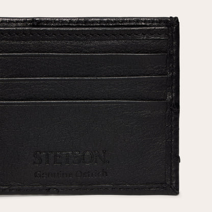 Ostrich Bi-Fold Wallet Black Classic