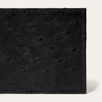 Ostrich Bi-Fold Wallet Black Classic