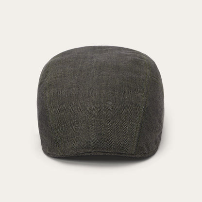 Herringbone Linen Ivy Cap Olive Herringbone