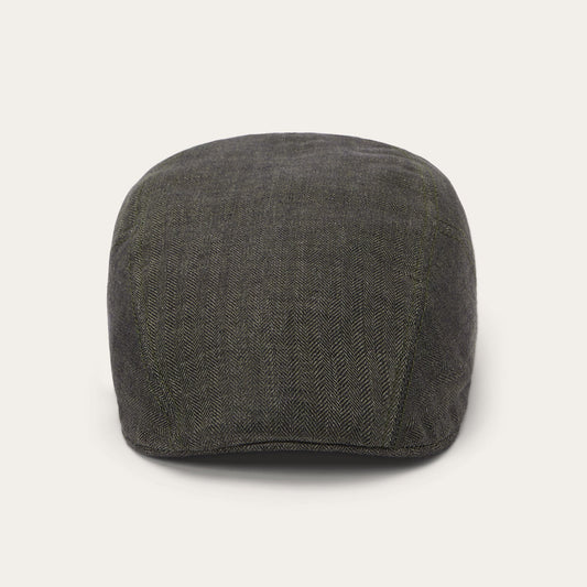 Herringbone Linen Ivy Cap Olive Herringbone