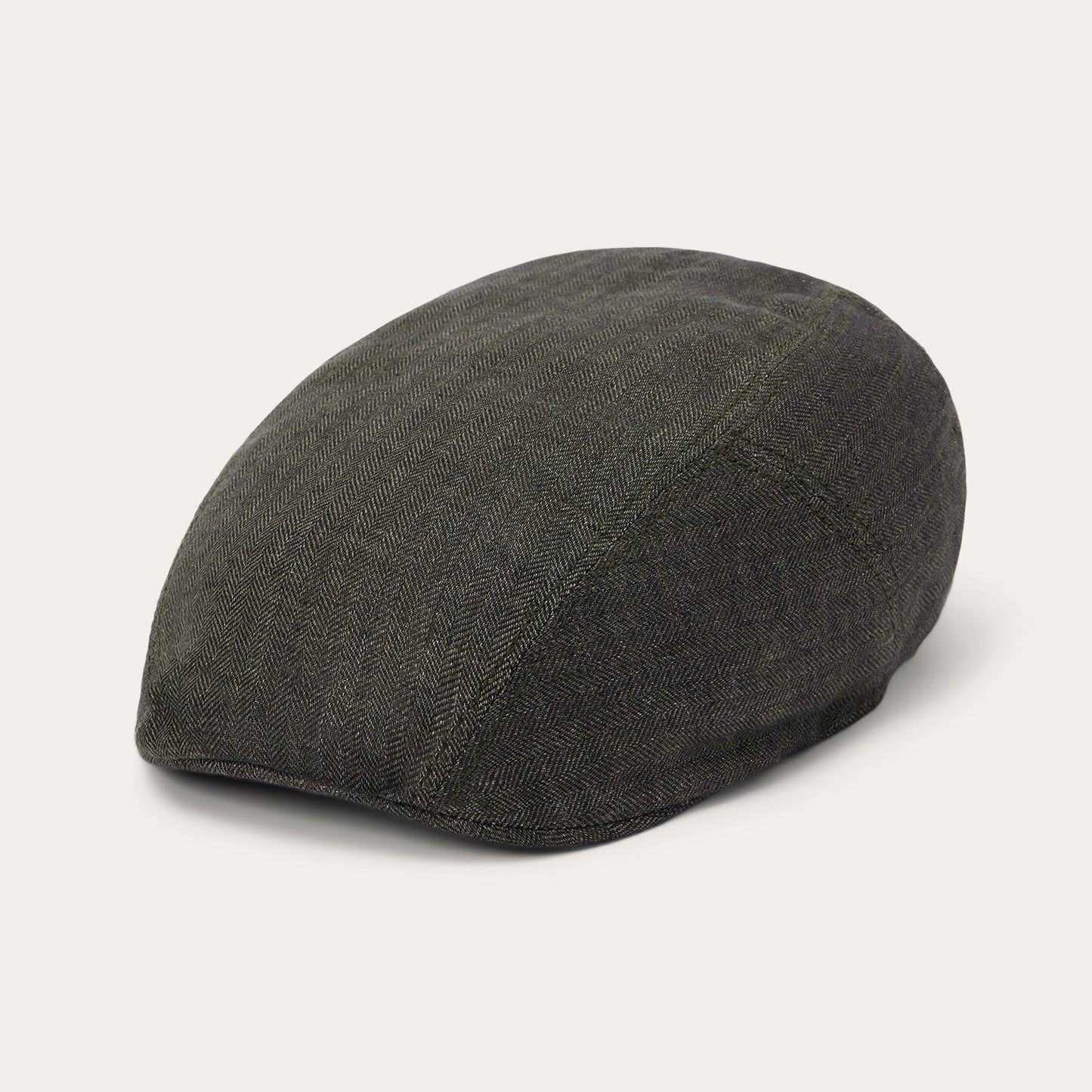 Herringbone Linen Ivy Cap Olive Herringbone