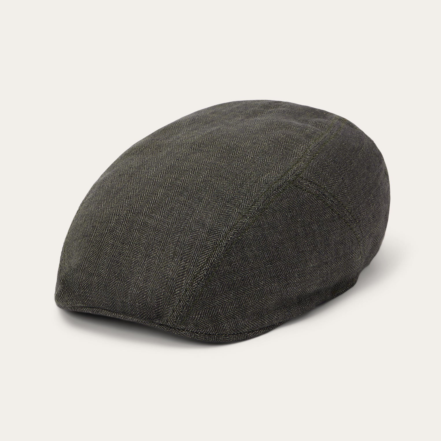Herringbone Linen Ivy Cap Olive Herringbone