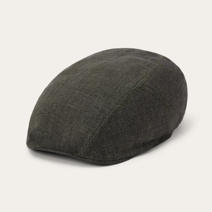 Herringbone Linen Ivy Cap Olive Herringbone
