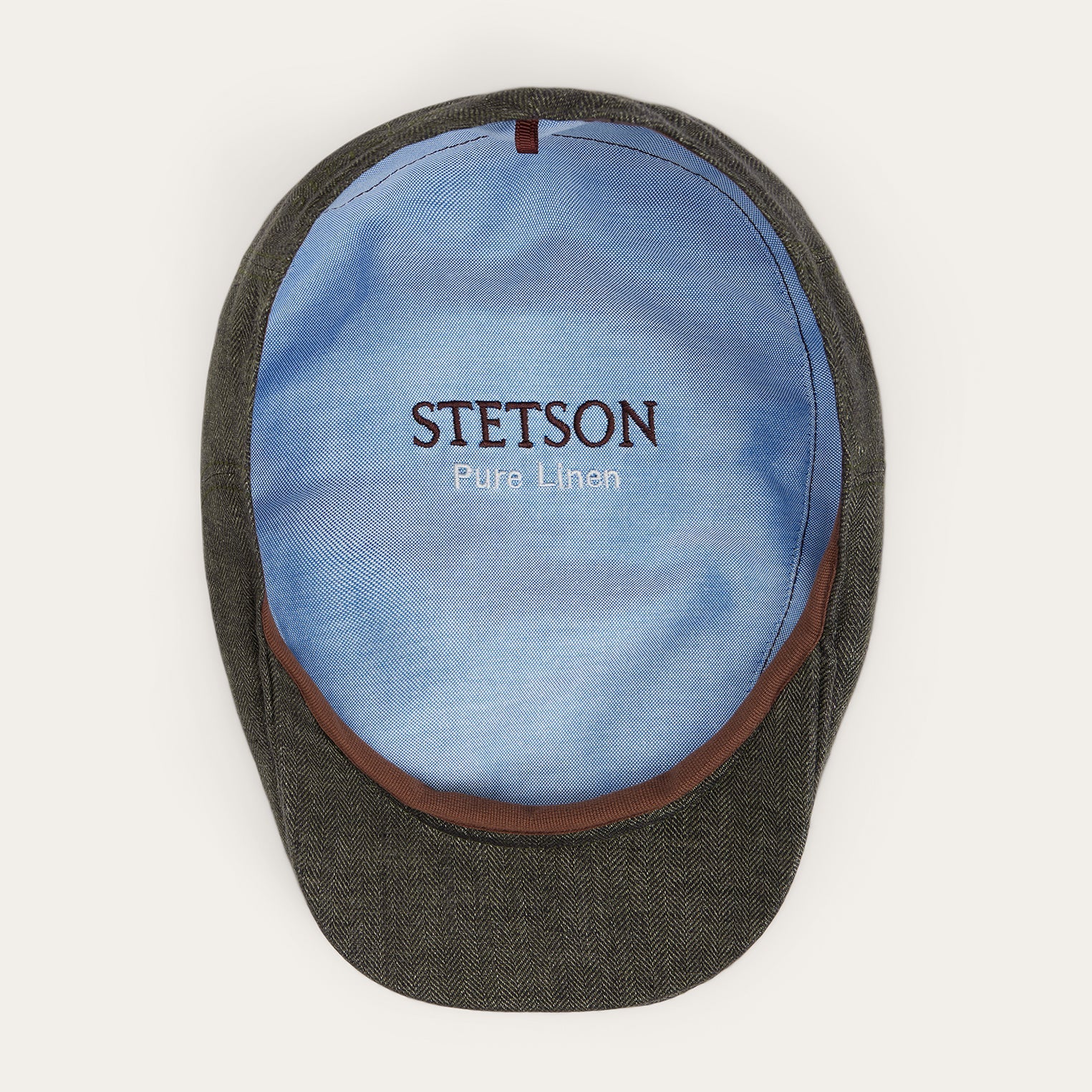 Herringbone Linen Ivy Cap Olive Herringbone