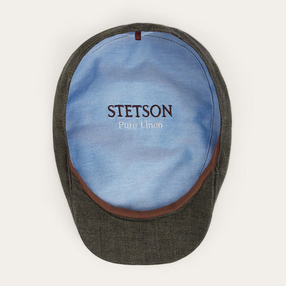 Herringbone Linen Ivy Cap Olive Herringbone