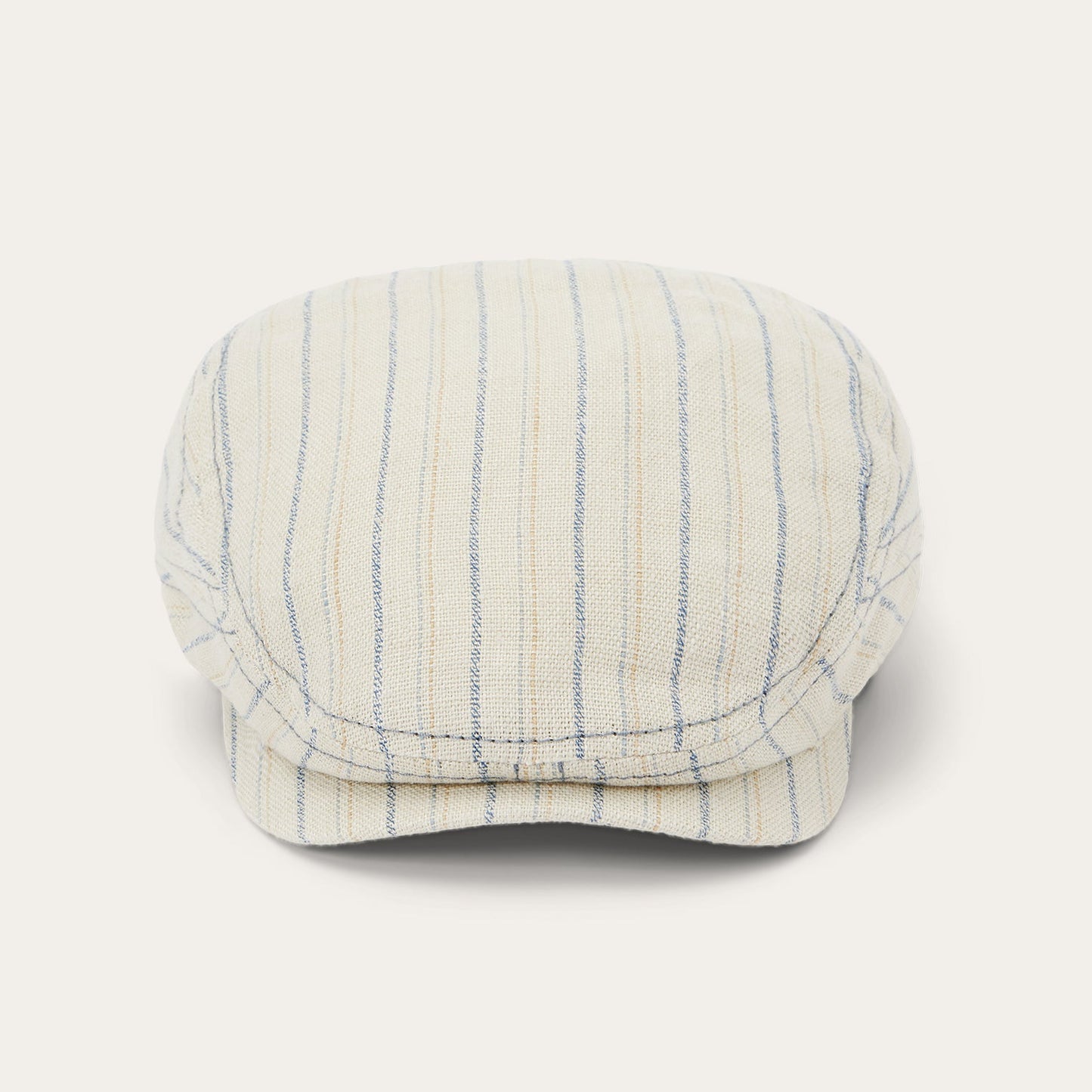 Striped Linen Driver Cap Off White With Stripes