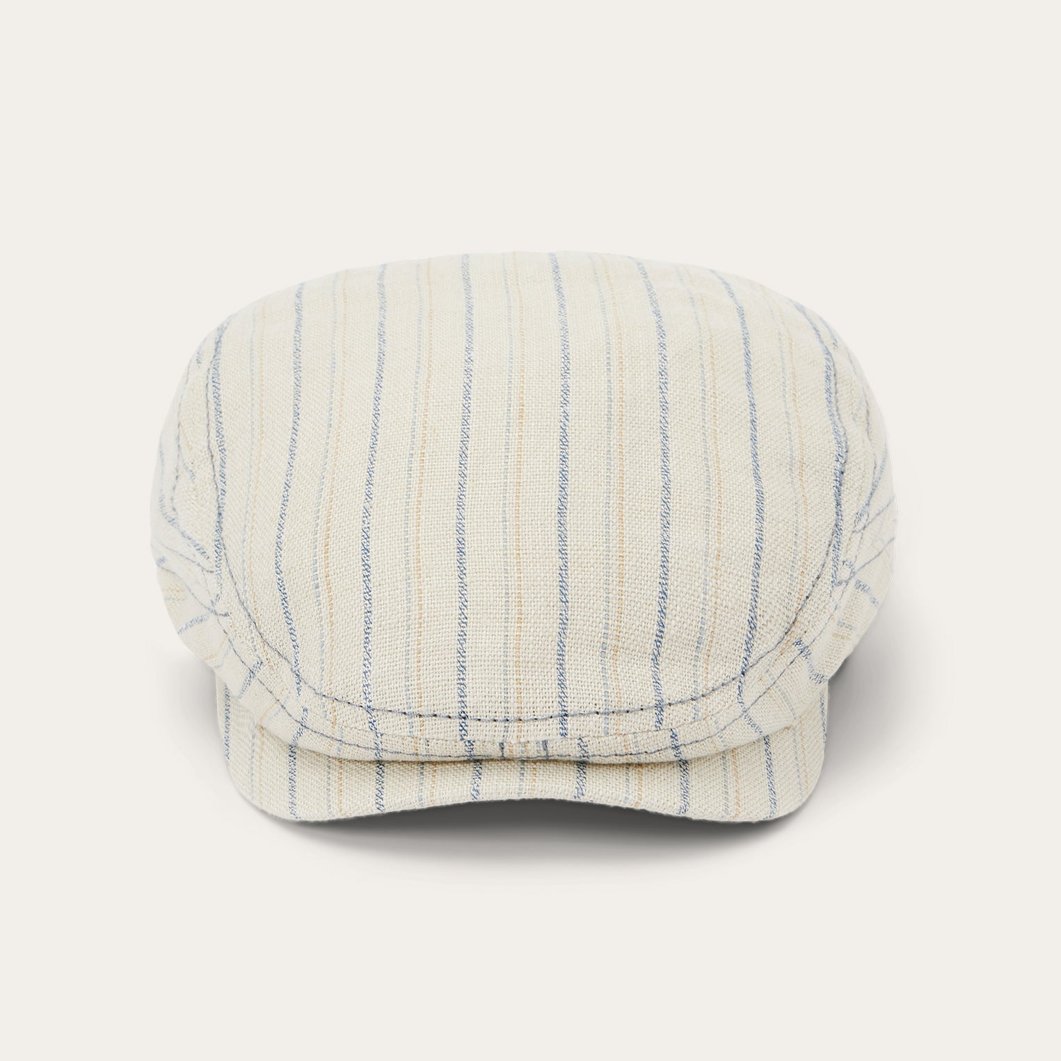 Striped Linen Driver Cap Off White With Stripes