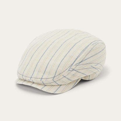 Striped Linen Driver Cap Off White With Stripes