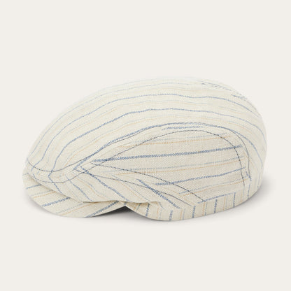 Striped Linen Driver Cap Off White With Stripes